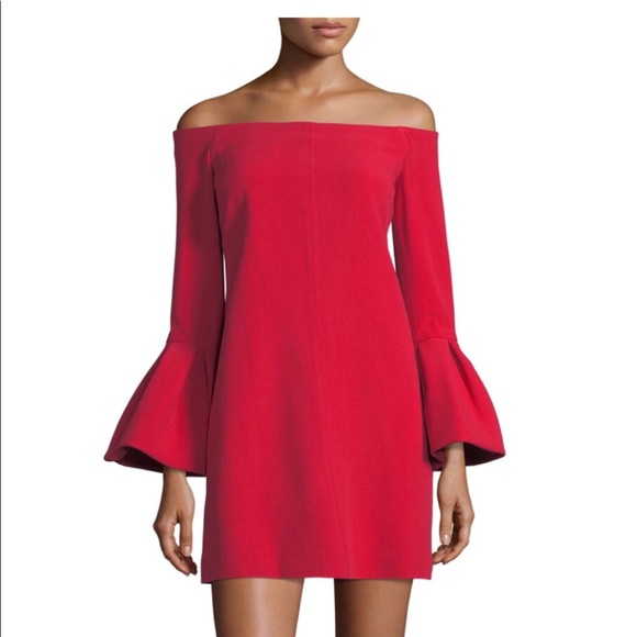 ALEXIS red off the shoulder crepe cocktail dress - Picture 15 of 15